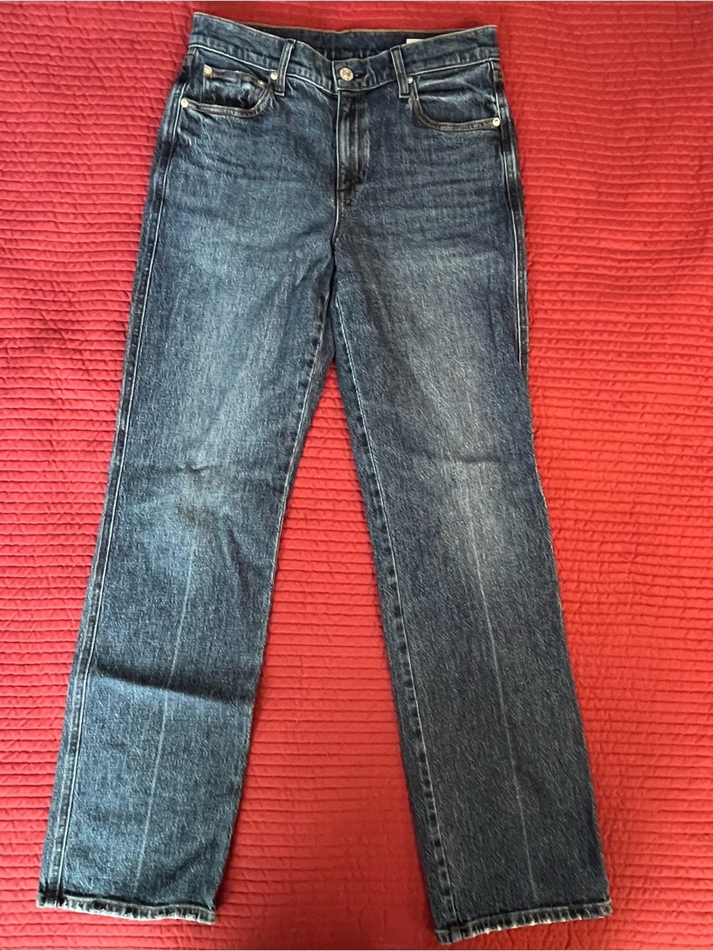 AYR The Legend High Rise Straight Leg Jeans Skyscraper Blue Denim Size 28L